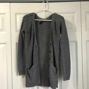 Studded shoulder gray cardigan